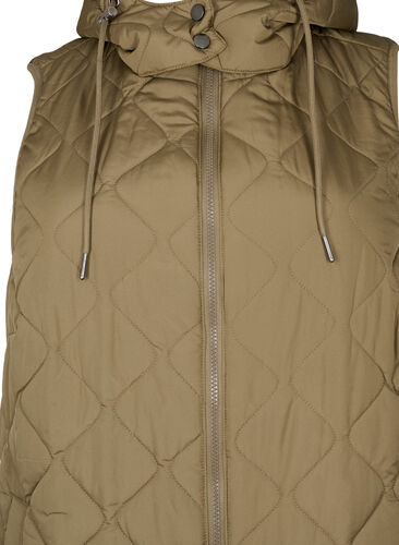 Long quilted vest with zipper and pockets, Bungee Cord , Packshot image number 2