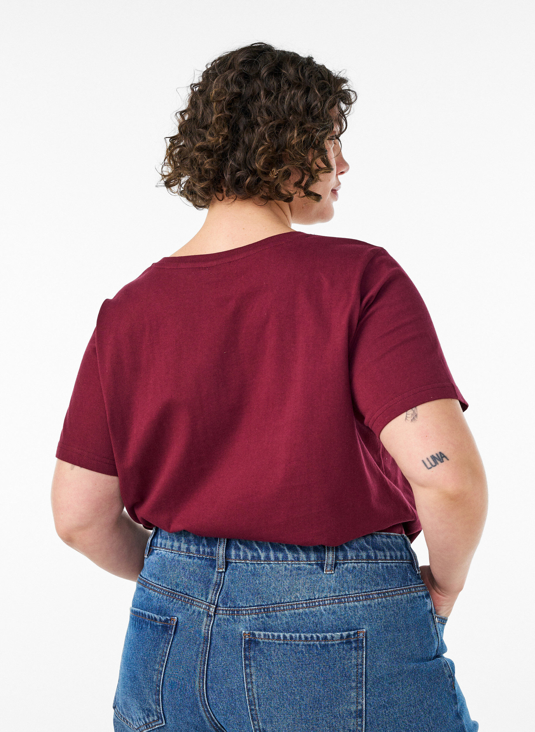 ZizzifashionT-shirt in organic cotton with a sporty text print, Red, Model image number 2
