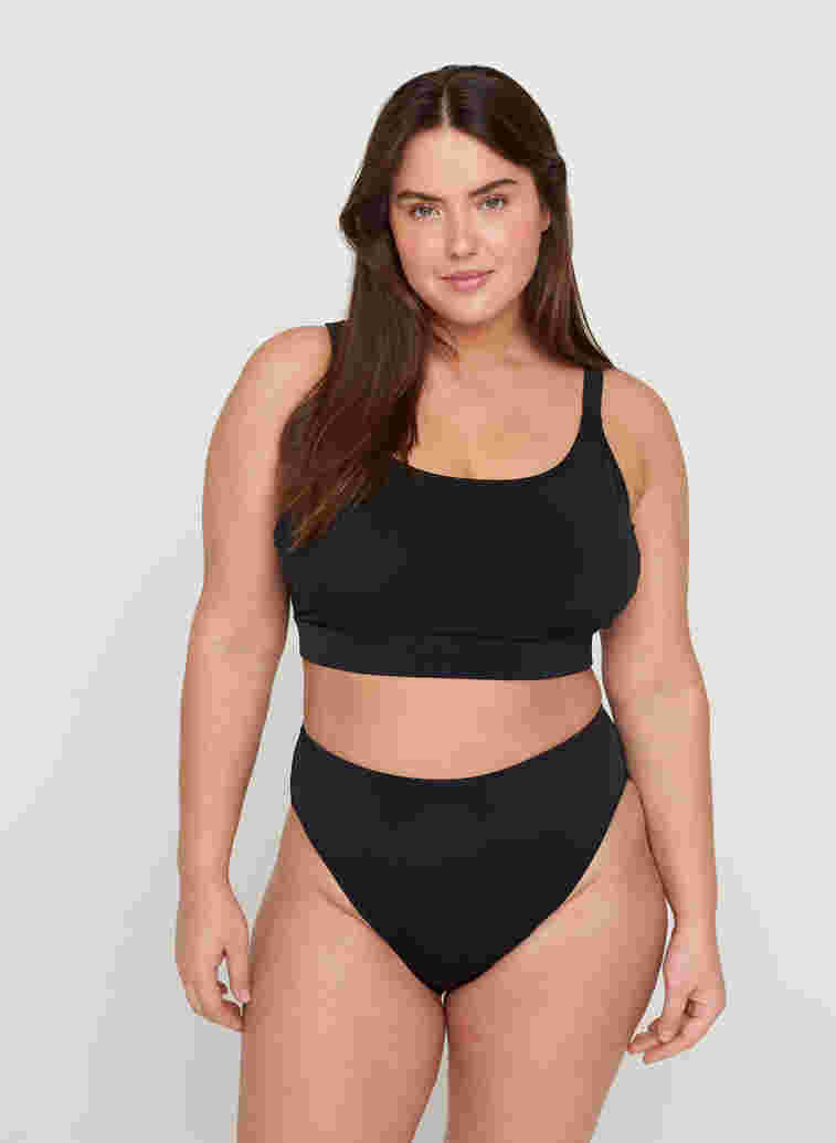 High-waisted bikini bottoms, Black, Model