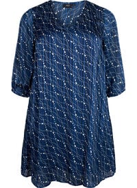 Printed dress with v-neck and 3/4 sleeves