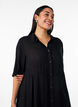 Midi shirt dress with short sleeves, Black, Model image number 2