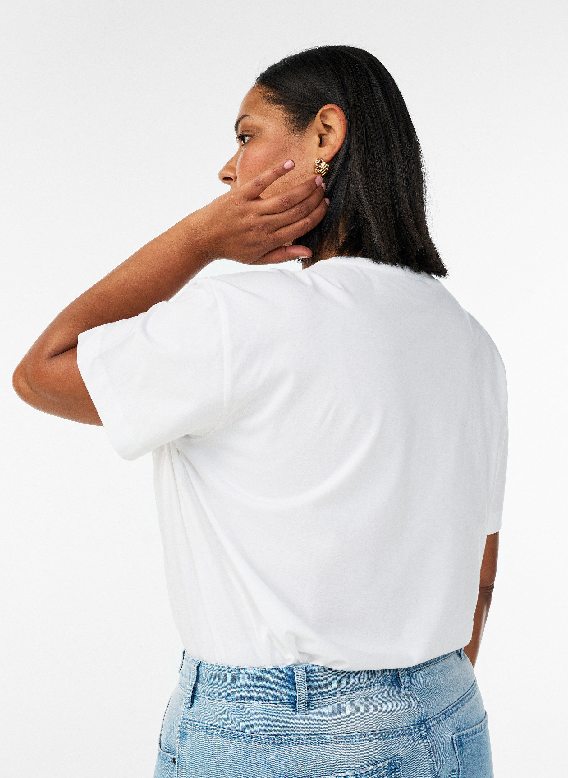 Zizzifashion100% cotton T-shirt with short sleeves and print, White, Model image number 2