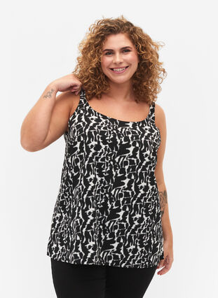 FLASH - Top with print, Black White AOP, Model image number 0