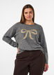 Knitted blouse with glitter bow, Grey, Model image number 0