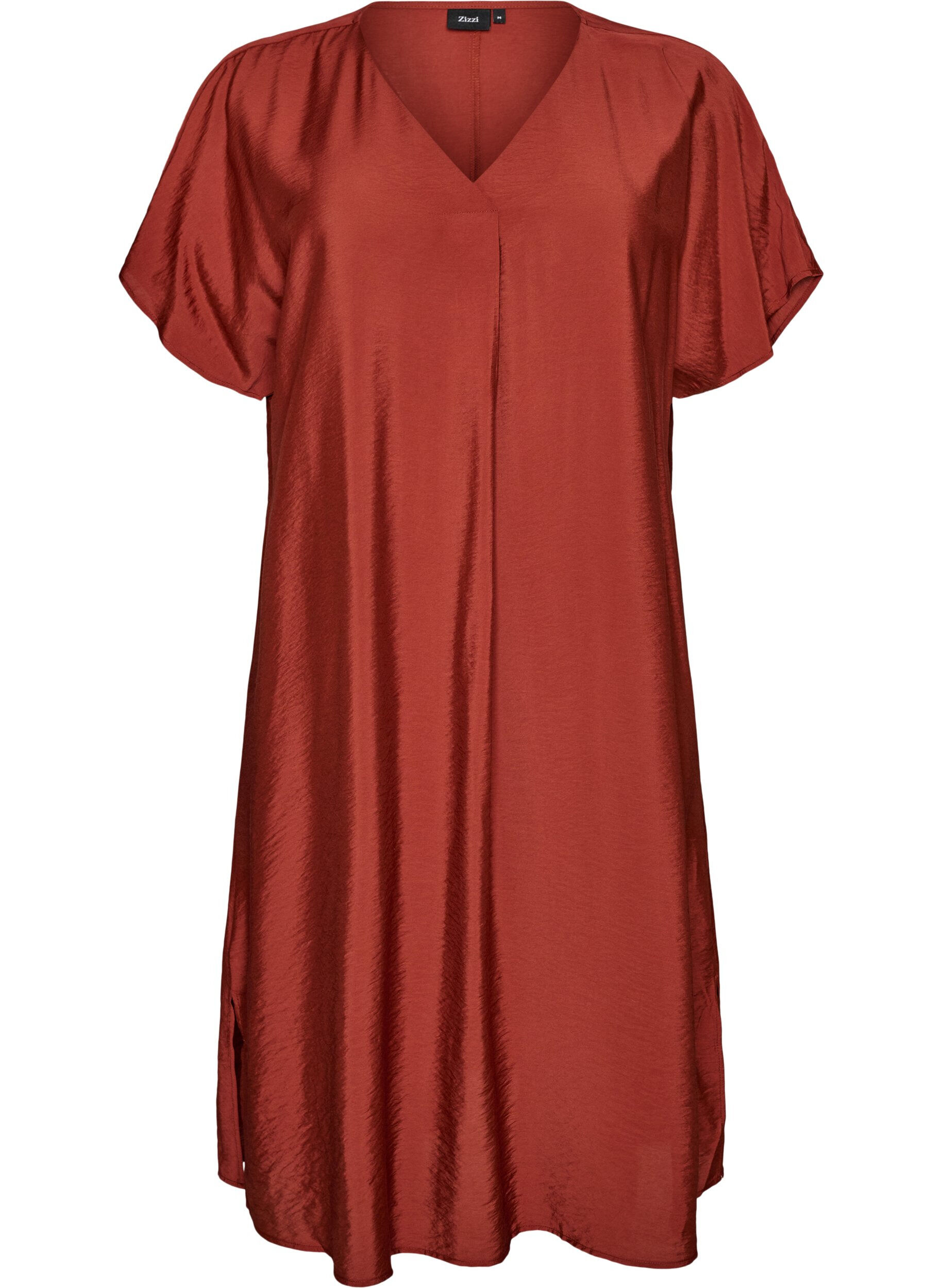 ZizzifashionV-neck dress in viscose, Red, Packshot image number 0