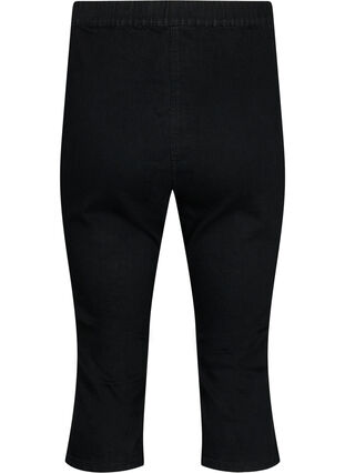 FLASH - High waisted denim capri trousers with slim fit, Black, Packshot image number 1