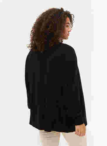 Ribbed cardigan with button closure, Black, Model image number 1