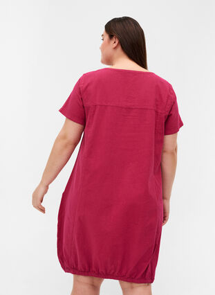 Short sleeve cotton dress, Sangria, Model image number 1