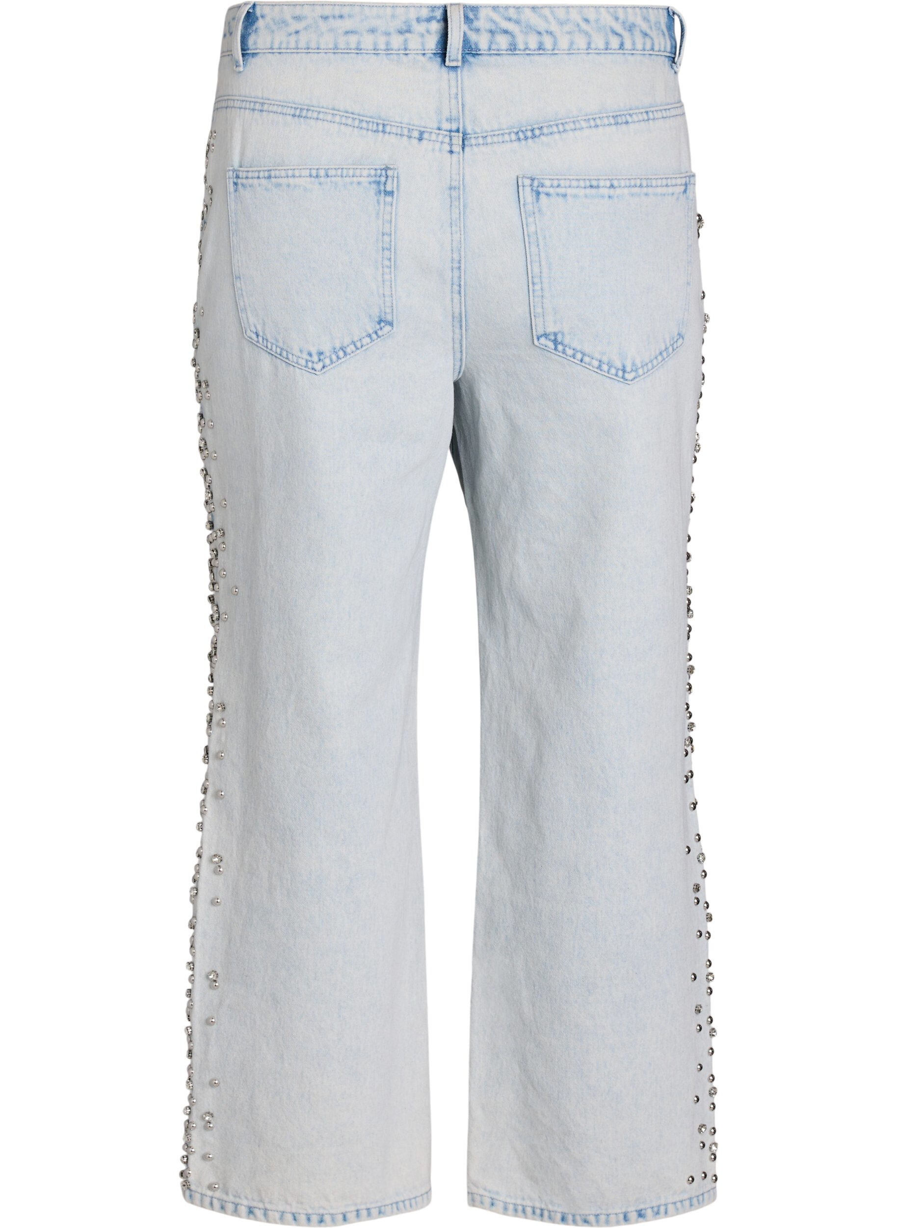 Zizzifashion Kiana jeans with decorative details along the sides, Light Blue, Packshot image number 1
