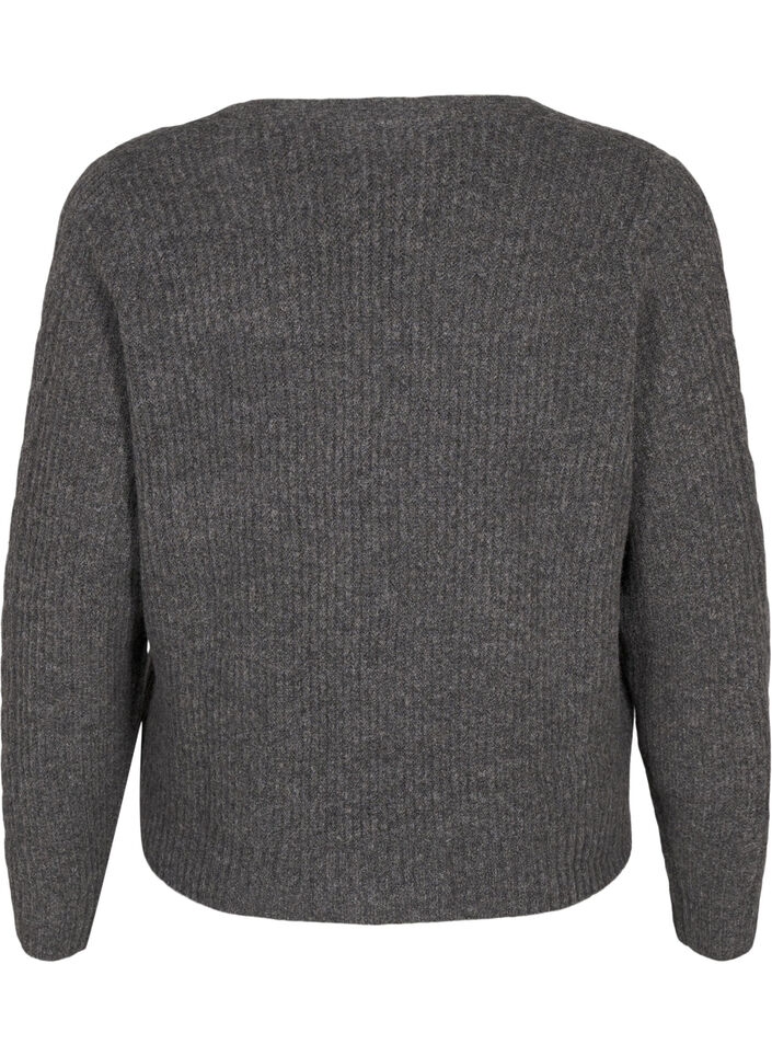 Knitted cardigan with tie details, Dark Grey Melange, Packshot image number 1
