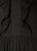 Sleeveless midi dress in linen and viscose with ruffles, Black, Packshot image number 2