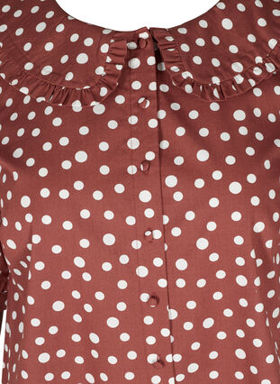 Short-sleeved cotton tunic with dots, Marsala AOP, Packshot image number 2