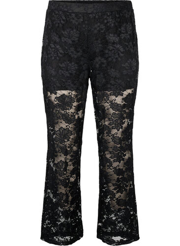 Laced pants with straight fit, Black, Packshot image number 0