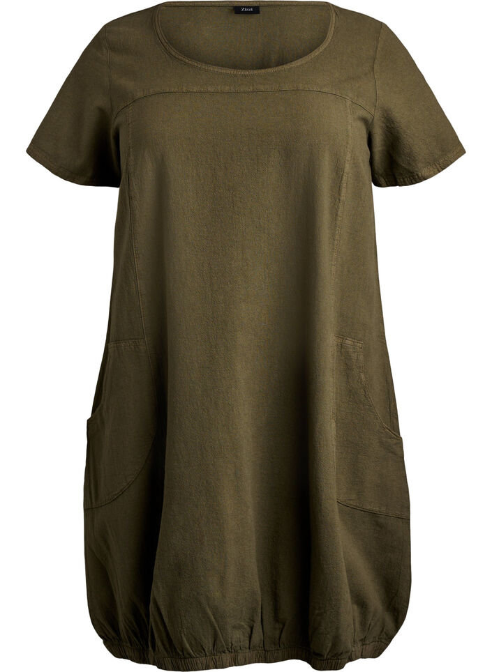 Short sleeve cotton dress, Green, Packshot image number 0