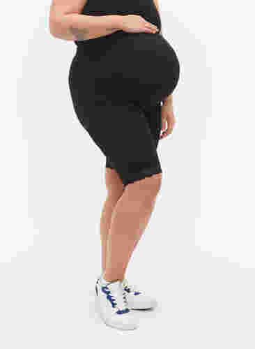 Pregnancy bike shorts with lace trim, Black, Model image number 1