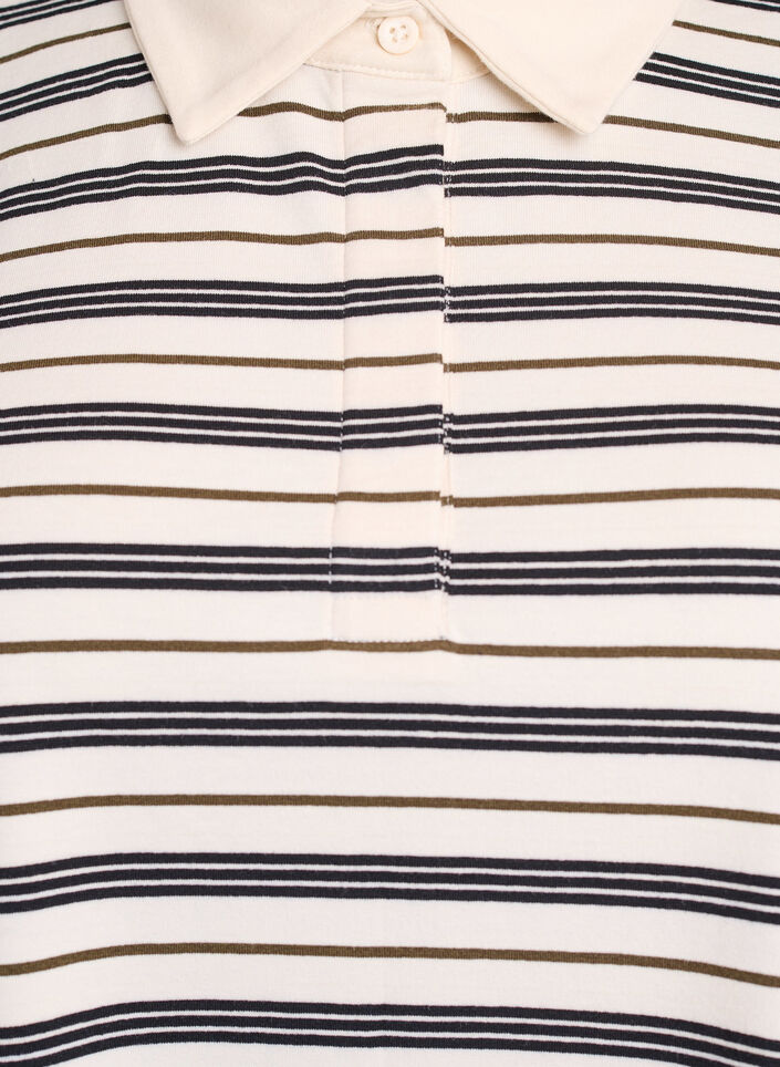 Striped polo shirt with short sleeves, White, Packshot image number 2