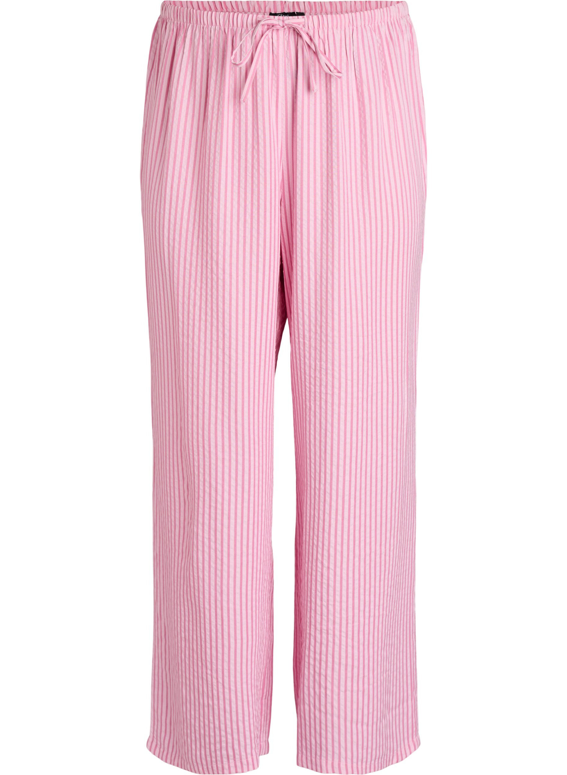 Loose seersucker pyjama trousers with high waist