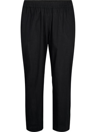 Plain cotton trousers with linen, Black, Packshot image number 0