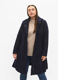 A-line coat with hood, Night Sky Mel., Model