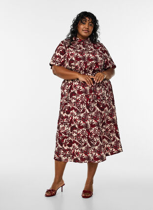 red print shirt dress Out Of Office Printed Maxi Shirt Dress