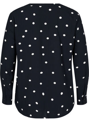 Patterned viscose blouse with long sleeves, Black Dot, Packshot image number 1