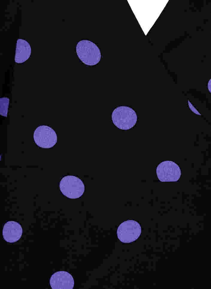 Dotted wrap blouse in viscose, Black w. Purple Dot, Packshot image number 2