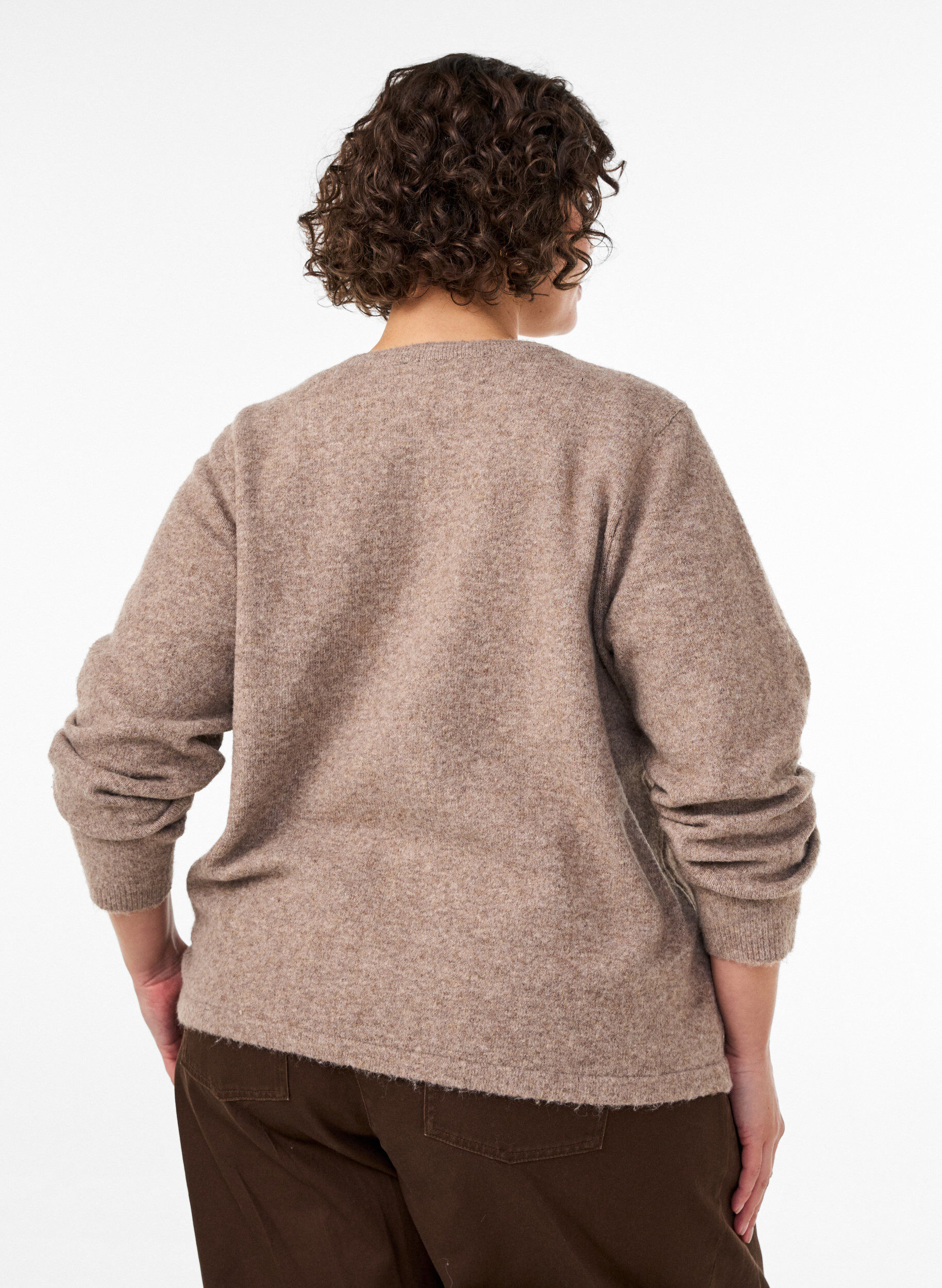 ZizzifashionCardigan with knot fastenings, Beige, Model image number 2
