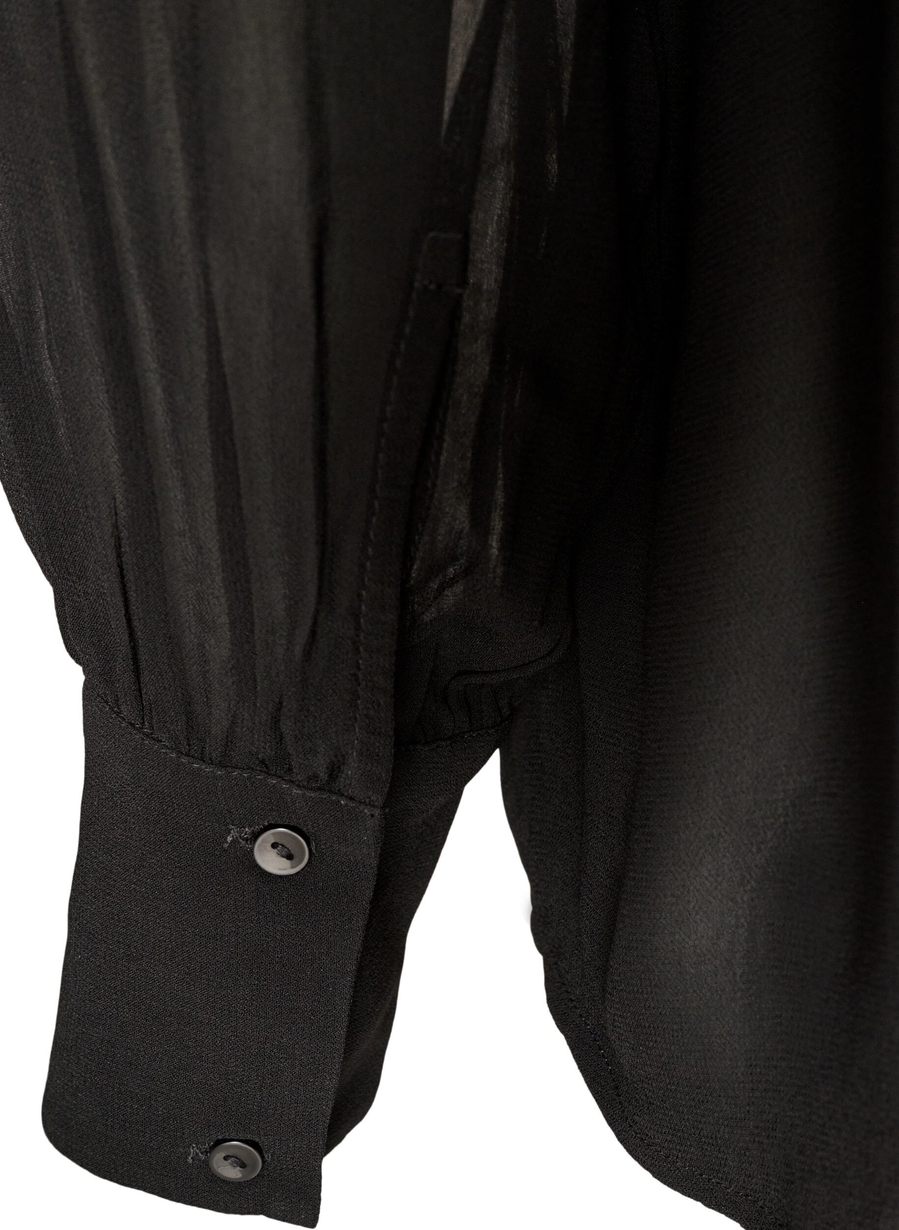 ZizzifashionViscose blouse with a ruffle collar, Black, Packshot image number 3