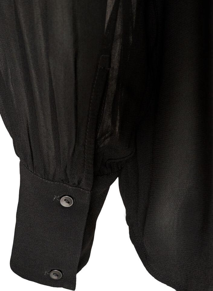 Viscose blouse with a ruffle collar, Black, Packshot image number 3