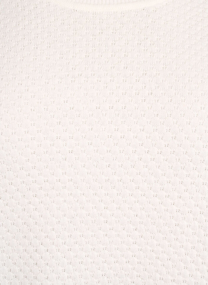 Knit blouse in cotton with textured pattern, Vanilla, Packshot image number 2