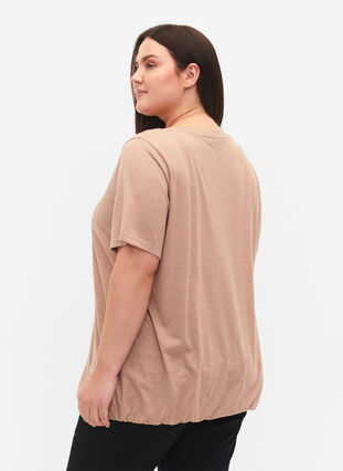 Melange t-shirt with elasticated edge, Natural Mél, Model image number 1