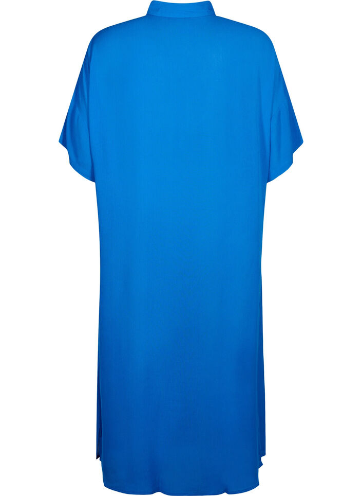 Viscose shirt dress with short sleeves, Victoria blue, Packshot image number 1