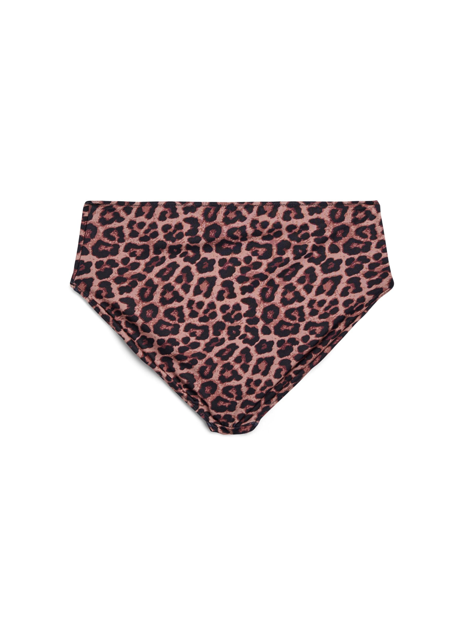 ZizzifashionLeopard high-waisted bikini bottoms, Brown, Packshot image number 1