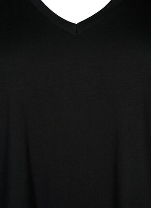Single colour oversized t-shirt with v-neck, Black, Packshot image number 2