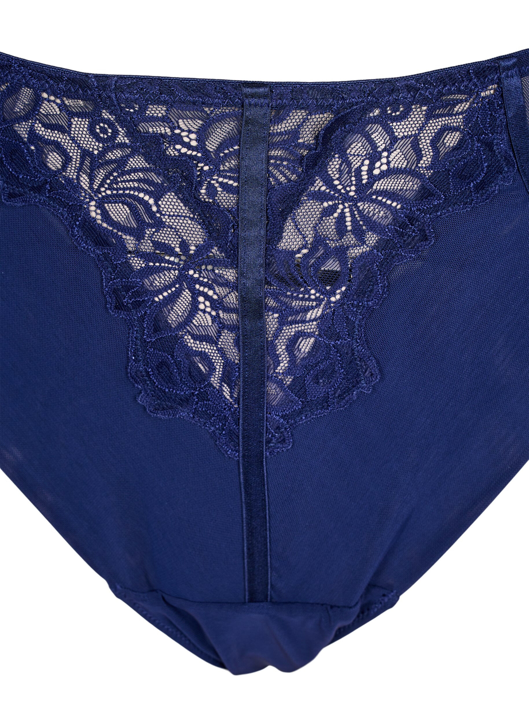 Zizzifashion Brazilian panties with lace and satin ribbon, Ocean Cavern, Packshot image number 2