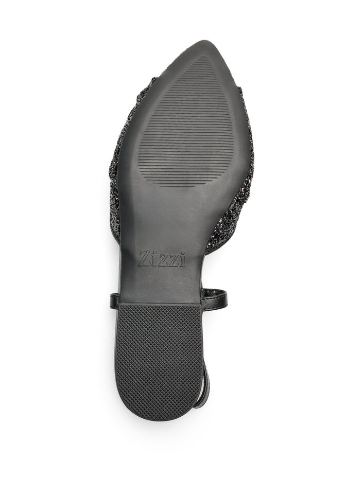 Sparkly slingback with bow detail, Black, Packshot image number 4