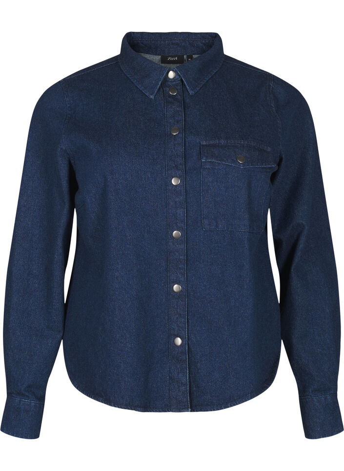 Denim jacket with chest pocket, Unwashed Denim, Packshot image number 0