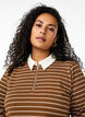 Striped polo shirt with zipper, Brown, Model image number 3