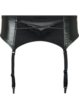 Shiny garter belt with lace - Black - Zizzifashion Shiny garter belt with lace - Black - Zizzifashion