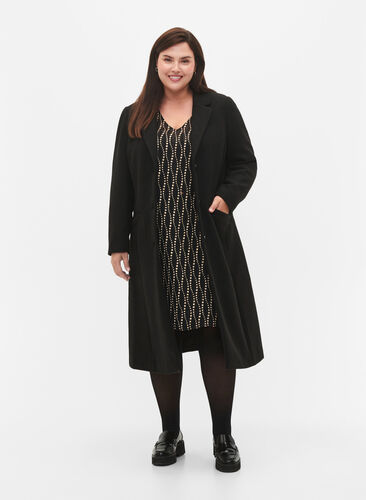 Coat with buttons and pockets, Black, Model image number 0