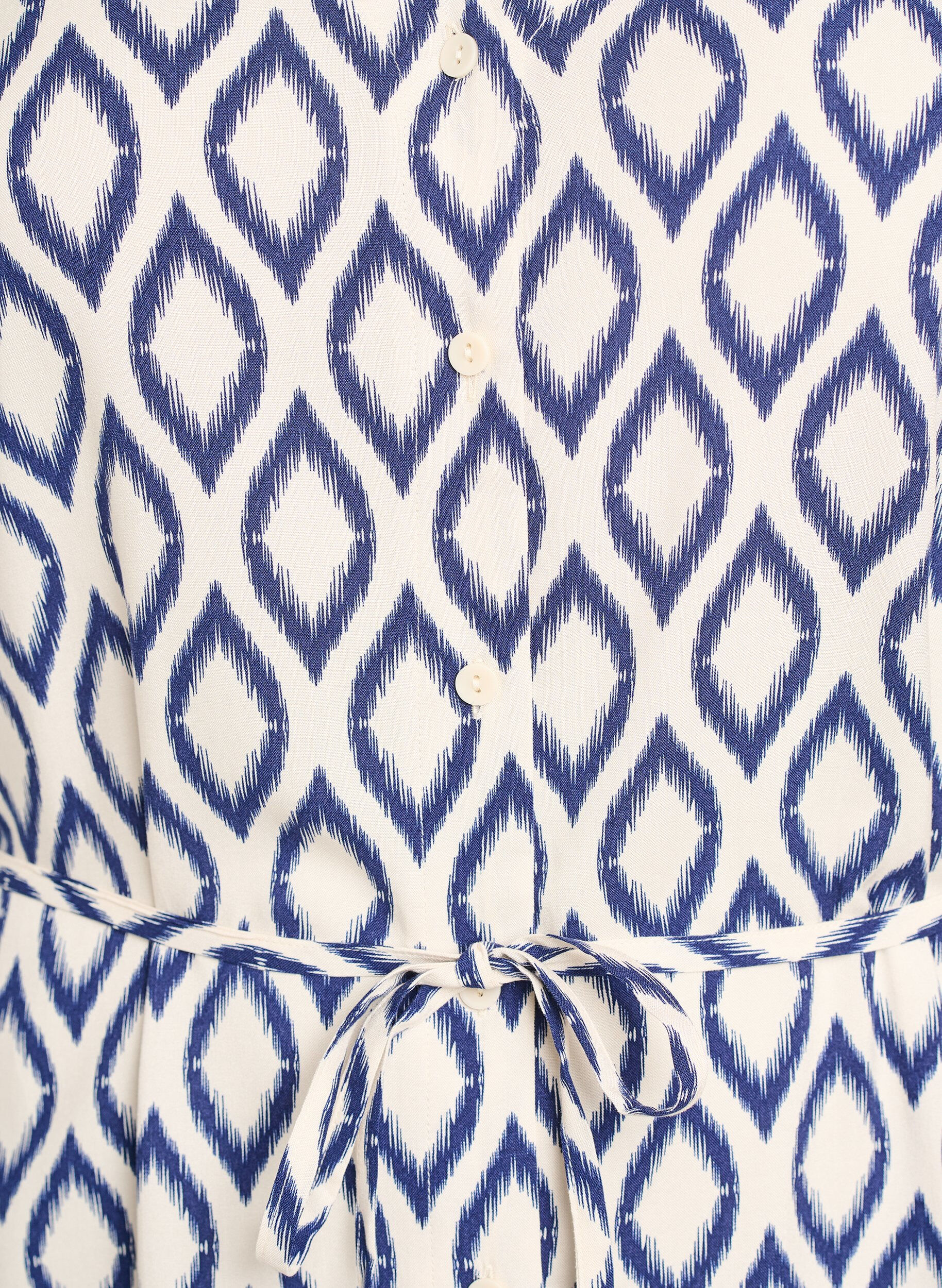 Zizzifashion Midi dress with print and tie belt, Vanilla, Packshot image number 2