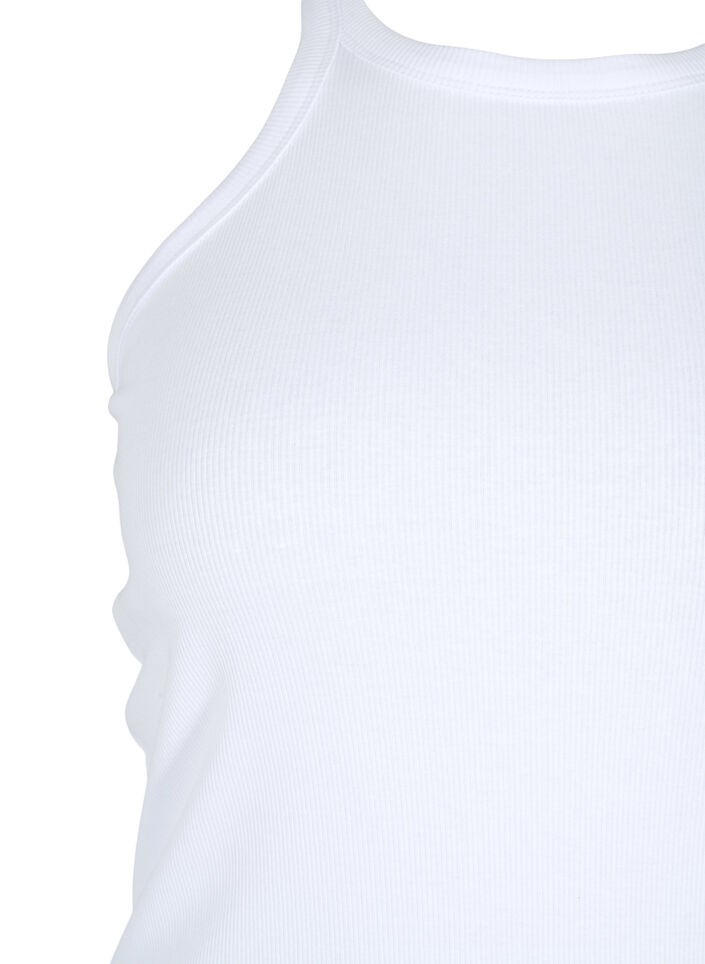 Ribbed cotton tank top, Bright White, Packshot image number 2