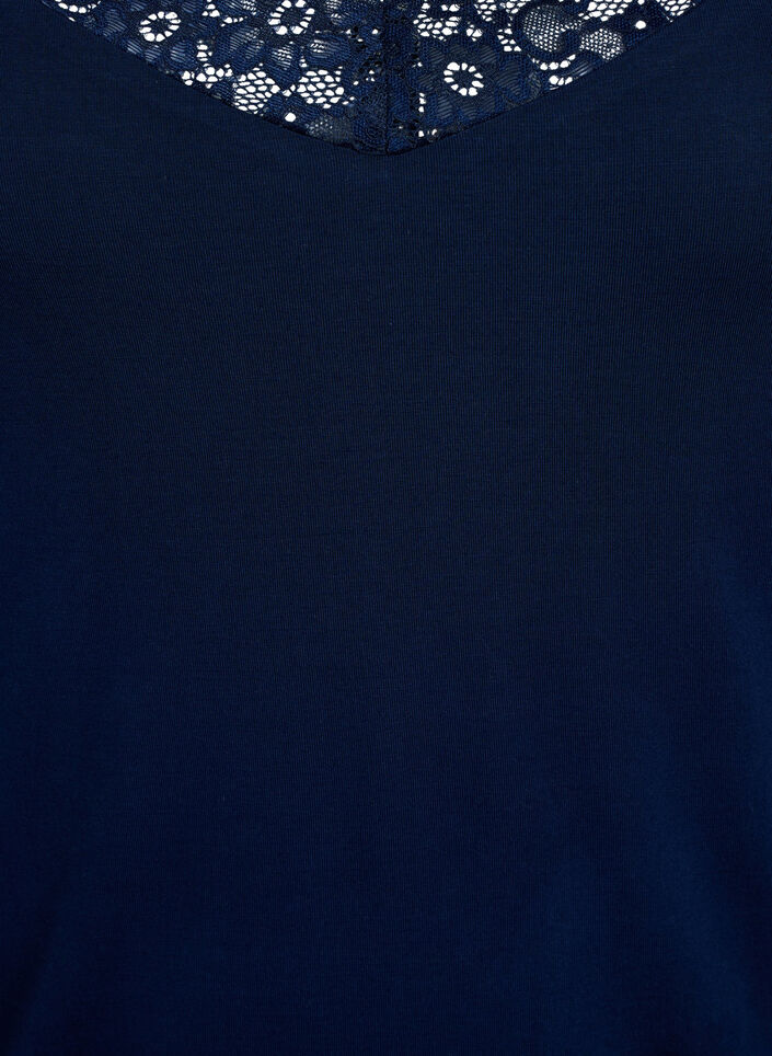 Viscose top with lace edge, Blue, Packshot image number 2