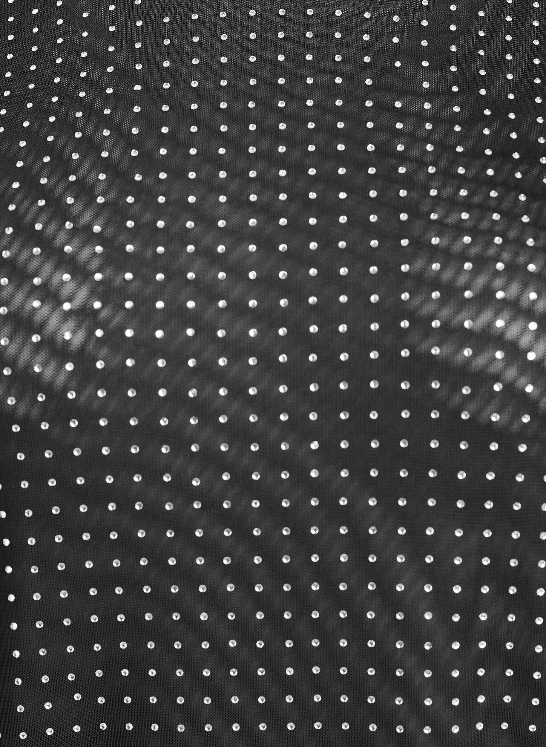 Zizzifashion Mesh blouse with rhinestones and long sleeves, Black, Packshot image number 2