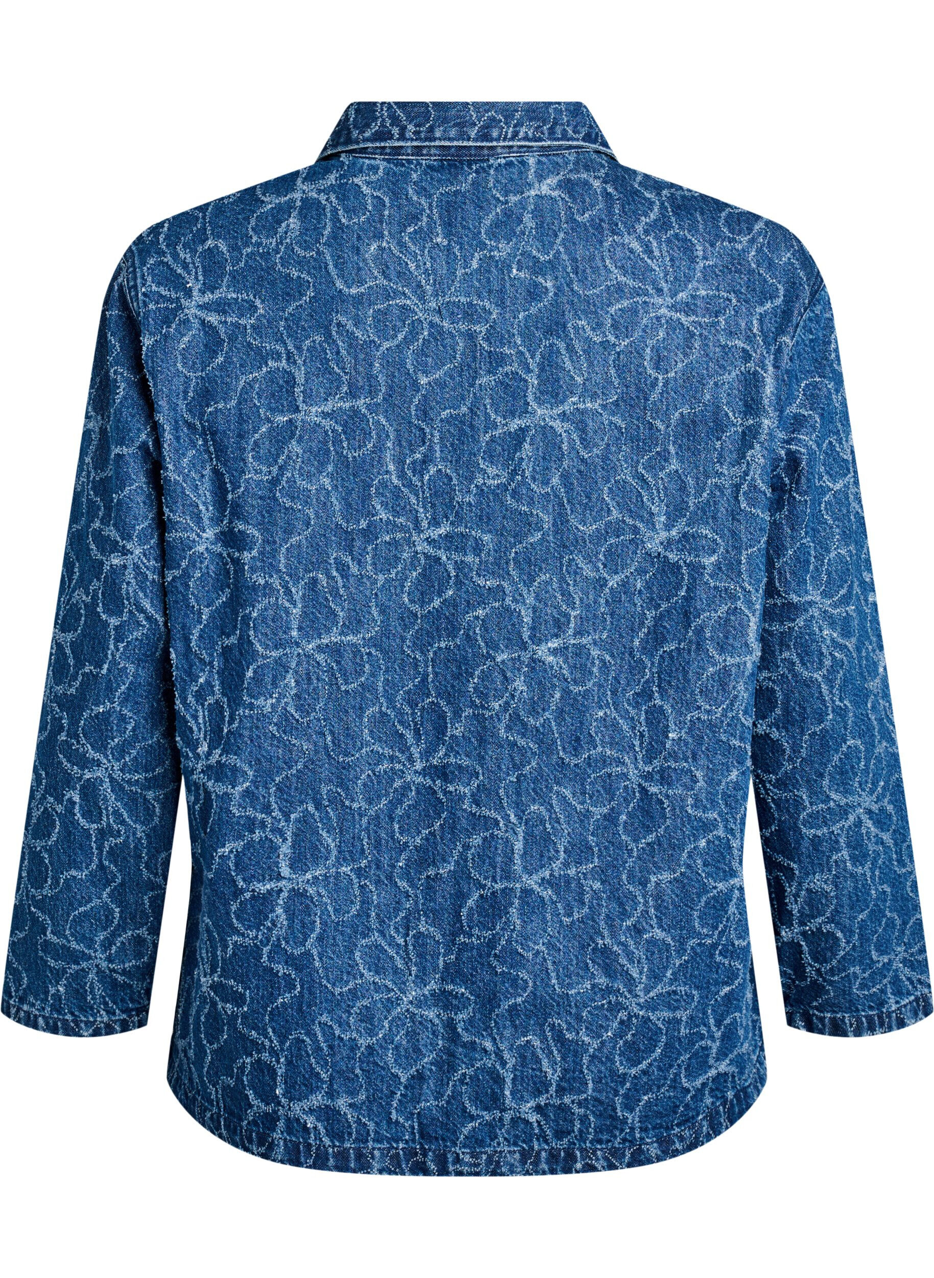 Zizzifashion Denim jacket with tie fastening and pockets, Blue Denim Destroy, Packshot image number 1