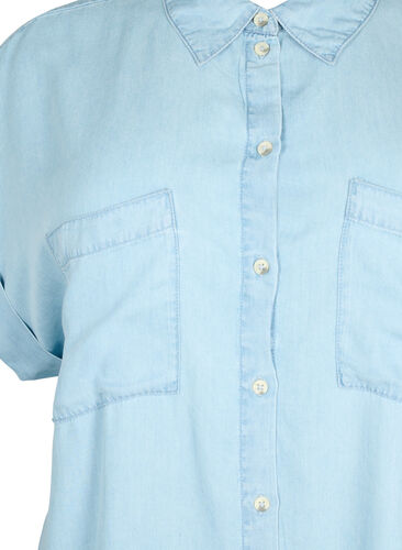 Short-sleeved shirt in lyocell (TENCEL™), Light blue denim, Packshot image number 2