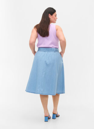 Loose denim skirt with buttons, Light blue denim, Model image number 0