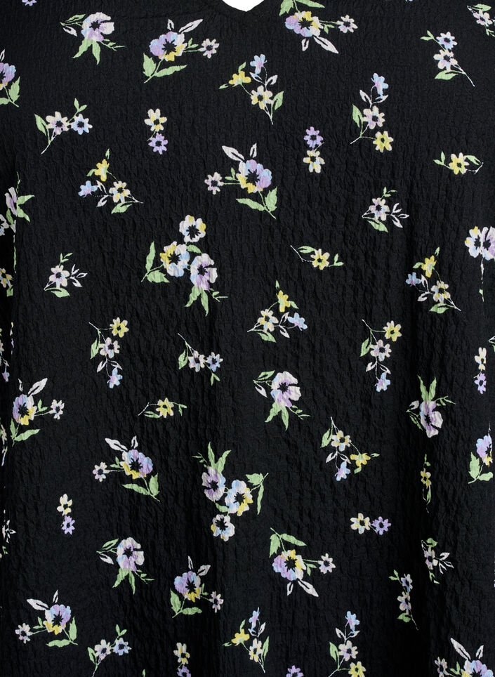Short-sleeved dress with a V-neck, Black, Packshot image number 2