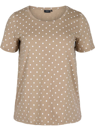 Polka dotted cotton t-shirt, Desert Taupe W. Dot, Packshot image number 0