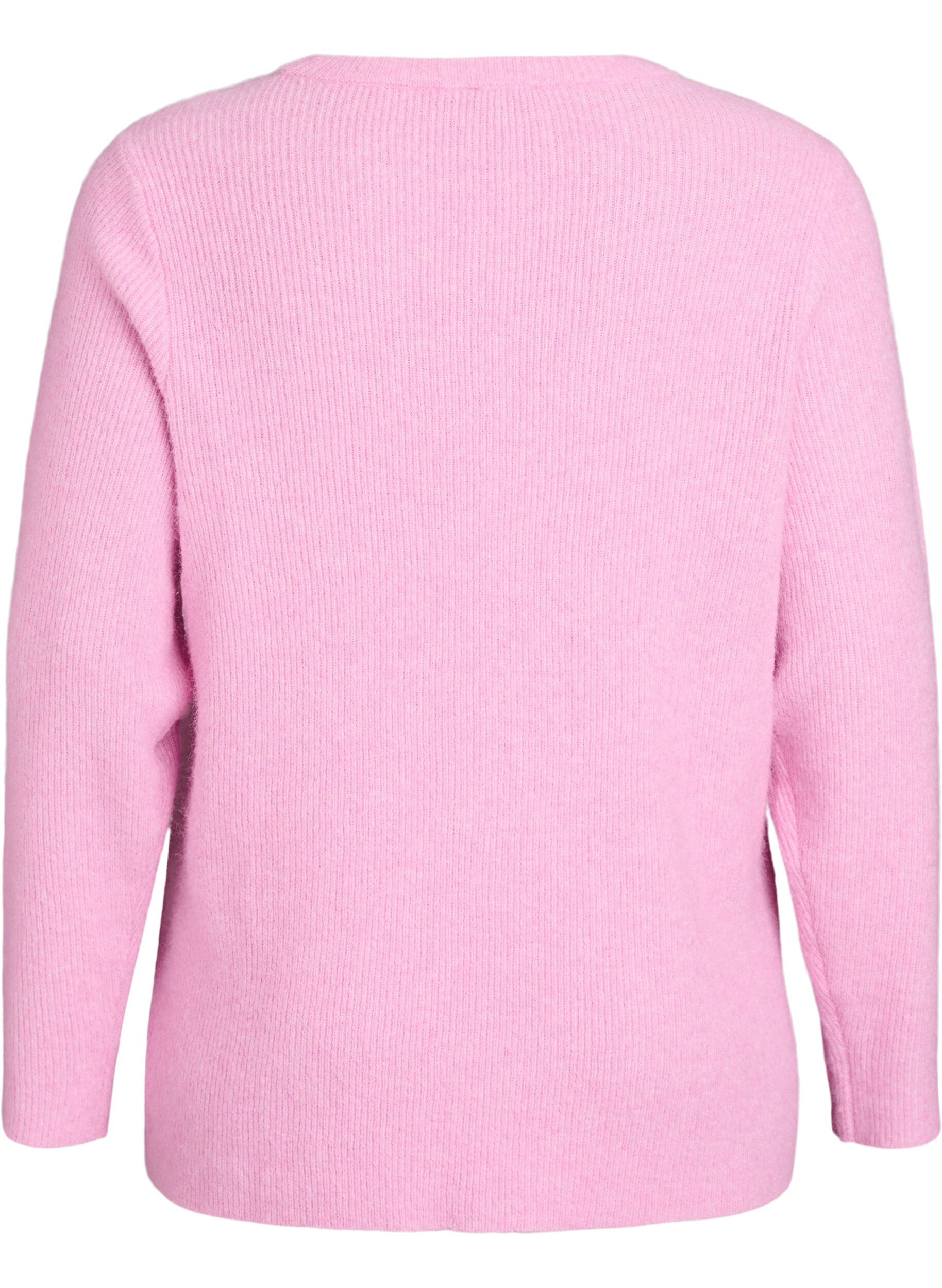 Zizzifashion Melange knit blouse with round neck, Pink, Packshot image number 1